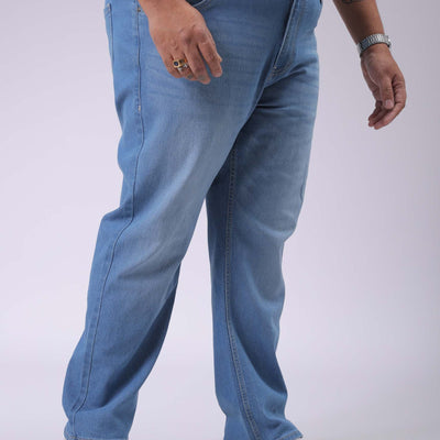 Men's Plus Size Blue Vintage Straight Fit Solid Jeans