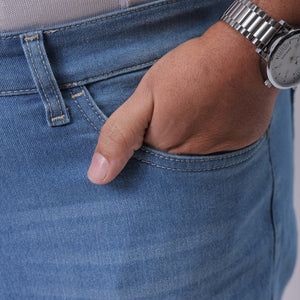 Men's Plus Size Blue Vintage Straight Fit Solid Jeans