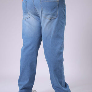 Men's Plus Size Blue Vintage Straight Fit Solid Jeans