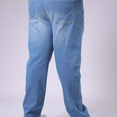Men's Plus Size Blue Vintage Straight Fit Solid Jeans