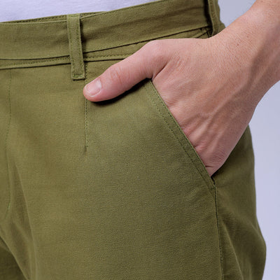 Men's Olive Baggy Fit Solid Chinos