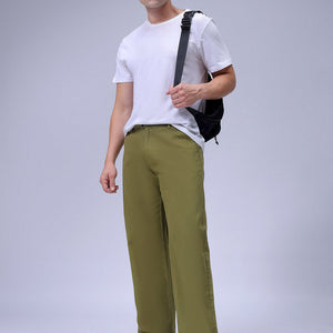 Men's Olive Baggy Fit Solid Chinos