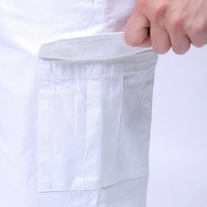 Men's White Relaxed Fit Solid Utility Cargo Shorts