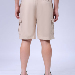 Men's Beige Relaxed Fit Solid Utility Cargo Shorts
