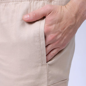 Men's Beige Relaxed Fit Solid Utility Cargo Shorts