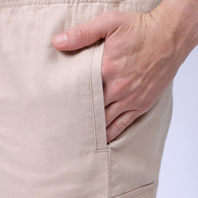 Men's Beige Relaxed Fit Solid Utility Cargo Shorts