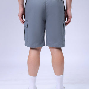Men's Blue Relaxed Fit Solid Utility Cargo Shorts