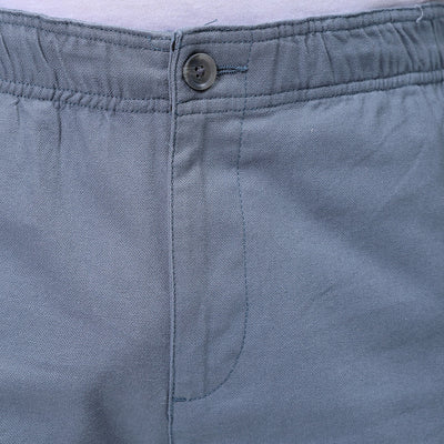 Men's Blue Relaxed Fit Solid Utility Cargo Shorts
