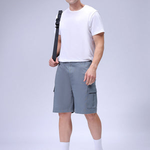 Men's Blue Relaxed Fit Solid Utility Cargo Shorts