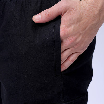 Men's Black Relaxed Fit Solid Utility Cargo Shorts