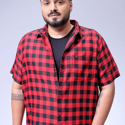 Men's Plus Size Checked Casual Shirt
