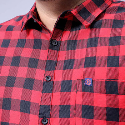 Men's Plus Size Checked Casual Shirt