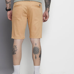 Men's Brown Regular Fit Solid Chino Shorts