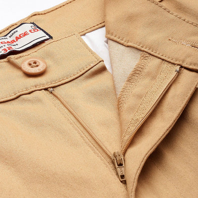 Men's Brown Regular Fit Solid Chino Shorts