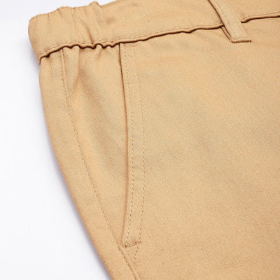 Men's Brown Regular Fit Solid Chino Shorts