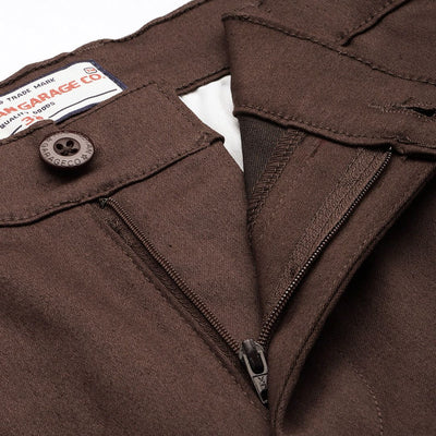 Men's Brown Regular Fit Solid Chino Shorts