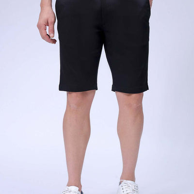 Men's Black Regular Fit Solid Resortwear Chino Shorts