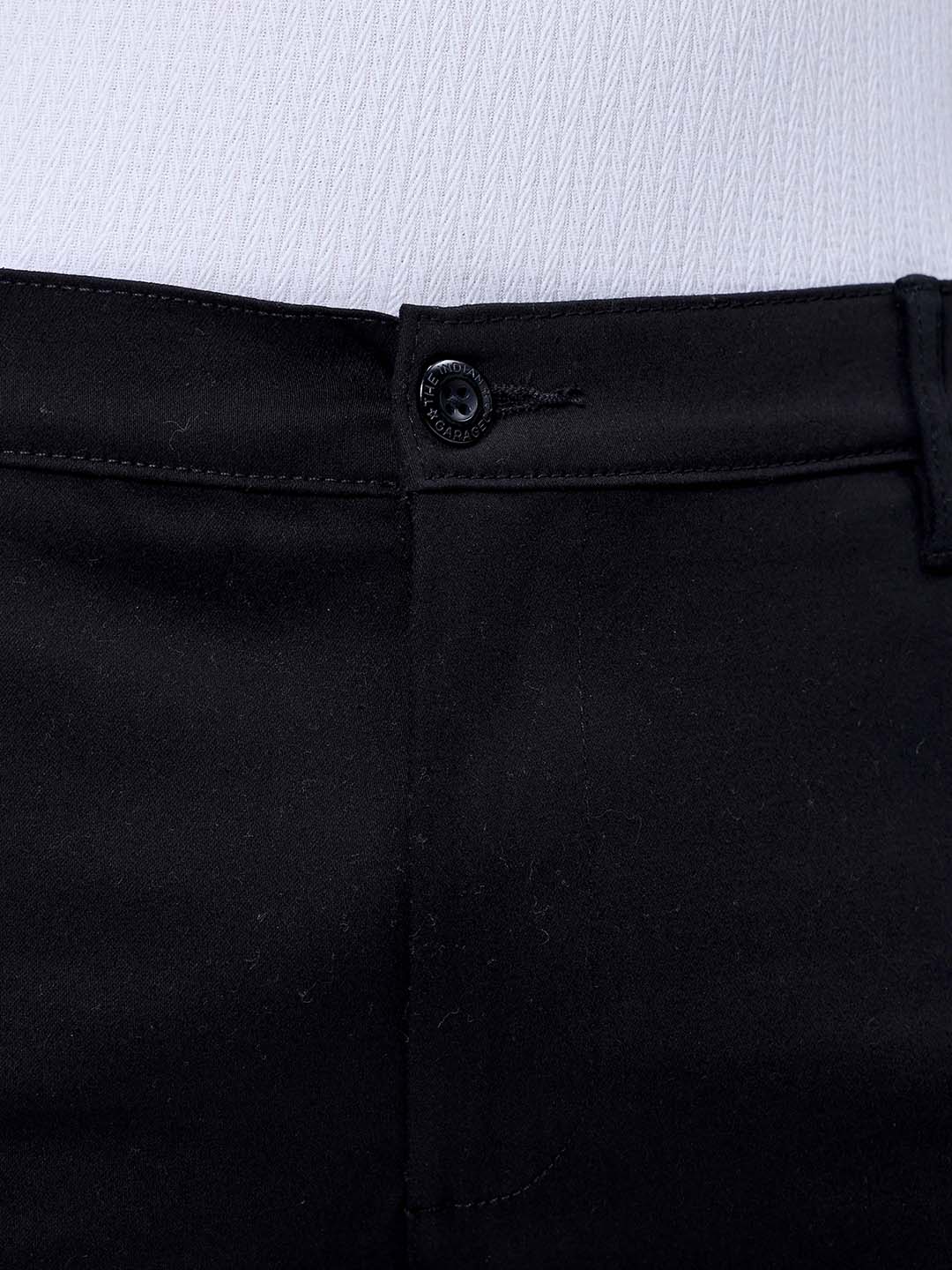 Men's Black Regular Fit Solid Resortwear Chino Shorts