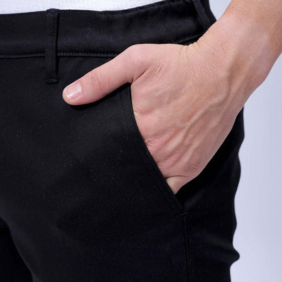 Men's Black Regular Fit Solid Resortwear Chino Shorts