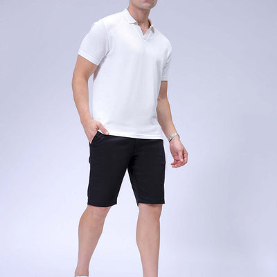 Men's Black Regular Fit Solid Resortwear Chino Shorts