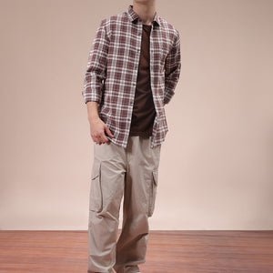 Men's Brown Slim Fit Checked Shirt