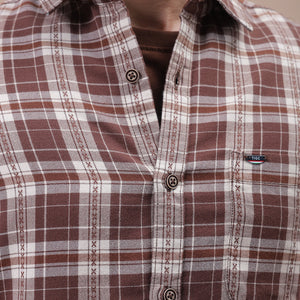 Men's Brown Slim Fit Checked Shirt