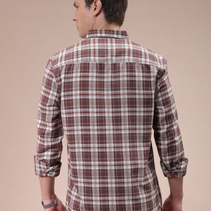Men's Brown Slim Fit Checked Shirt