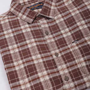 Men's Brown Slim Fit Checked Shirt