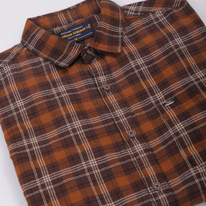 Men's Brown Slim Fit Checked Shirt