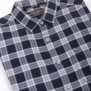 Men's Navy Blue Slim Fit Checked Shirt