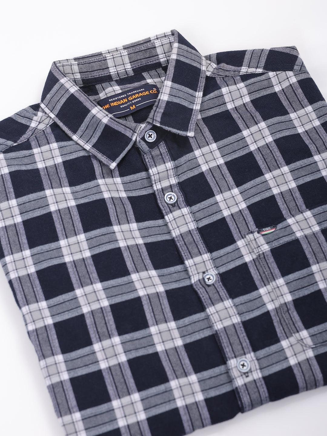 Men's Navy Blue Slim Fit Checked Shirt