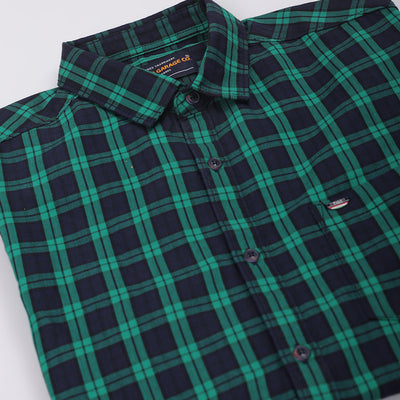 Men's Green Slim Fit Checked Shirt
