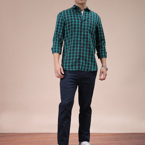 Men's Green Slim Fit Checked Shirt