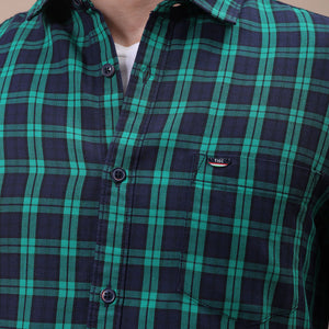 Men's Green Slim Fit Checked Shirt