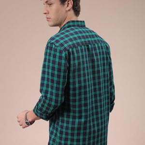 Men's Green Slim Fit Checked Shirt