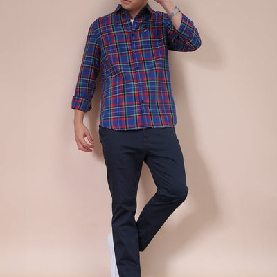 Men's Purple Slim Fit Checked Shirt