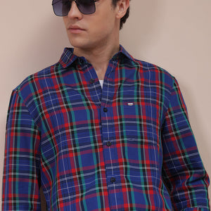 Men's Purple Slim Fit Checked Shirt