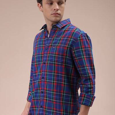 Men's Purple Slim Fit Checked Shirt