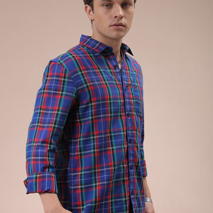 Men's Purple Slim Fit Checked Shirt