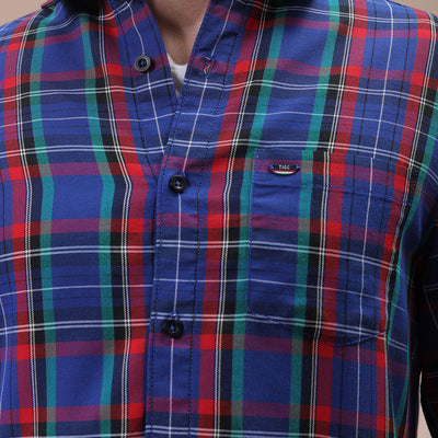 Men's Purple Slim Fit Checked Shirt