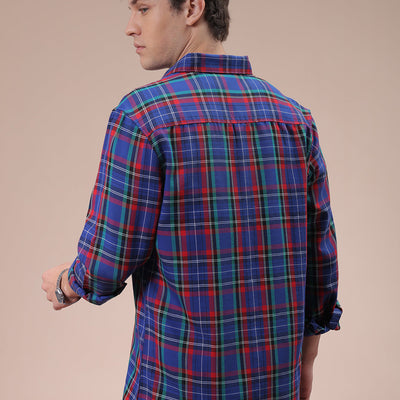 Men's Purple Slim Fit Checked Shirt