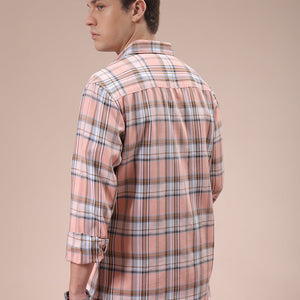 Men's Pink Slim Fit Checked Shirt