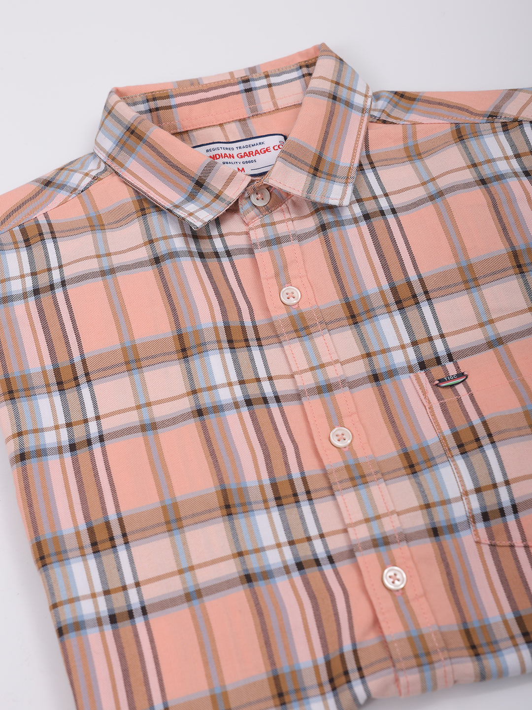 Men's Pink Slim Fit Checked Shirt