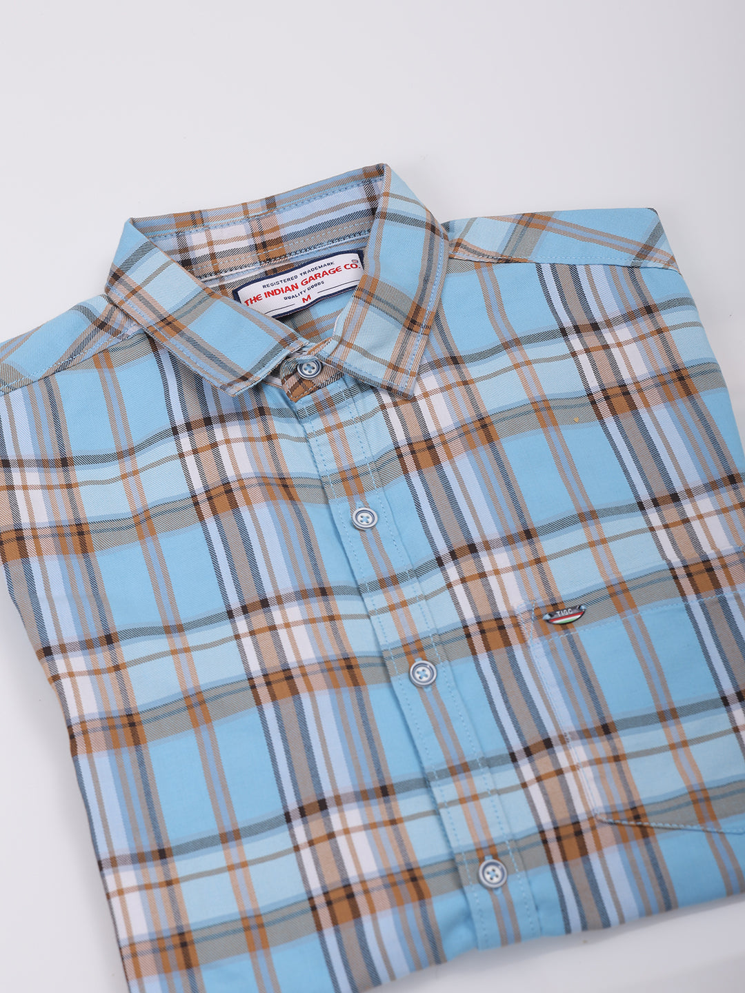 Men's Blue Slim Fit Checked Shirt