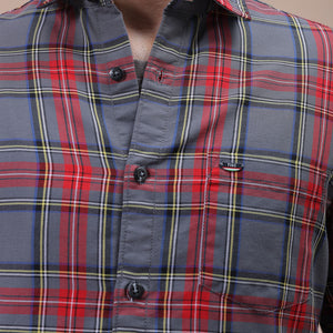 Men's Grey Slim Fit Checked Shirt