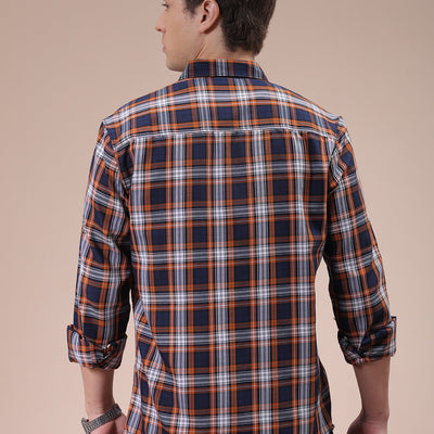 Men's Mustard Slim Fit Checked Shirt