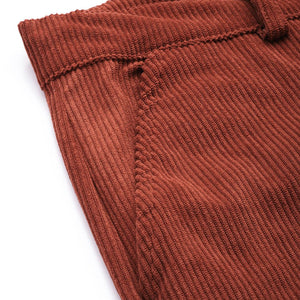 Men's Orange Straight Fit Textured Trousers