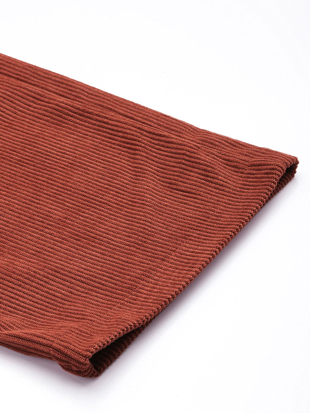 Men's Orange Straight Fit Textured Trousers