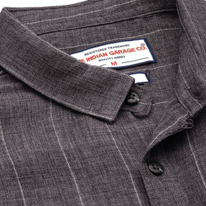 Men's Grey Slim Fit Vertical Striped Casual Shirt