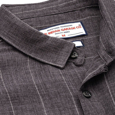 Men's Grey Slim Fit Vertical Striped Casual Shirt